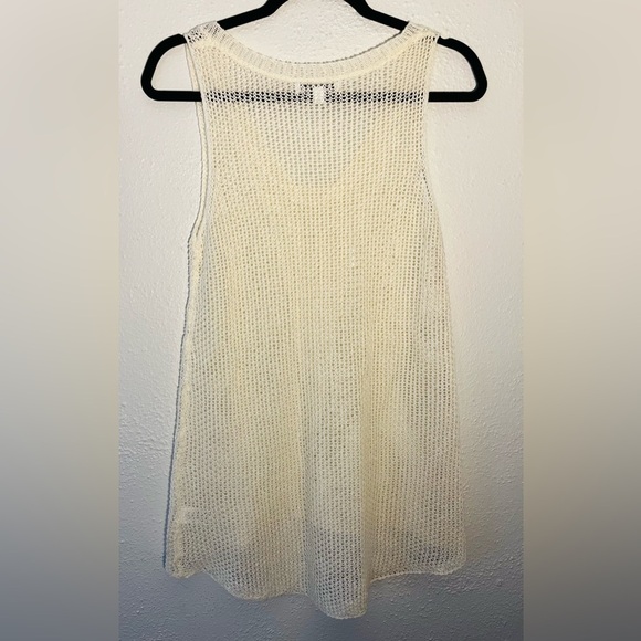 Cabi Linen Crochet Knit Sleeveless Tank Ivory Boho Beach Top Size S - Picture 6 of 9
